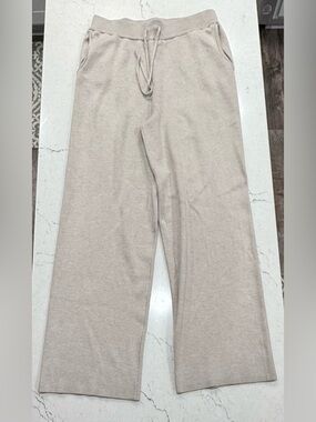 Cyrus Neutral Beige Knit Wide-Leg Pants